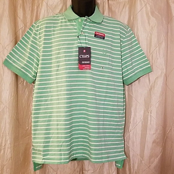 Chaps Other - Chaps green striped polo with logo, size L